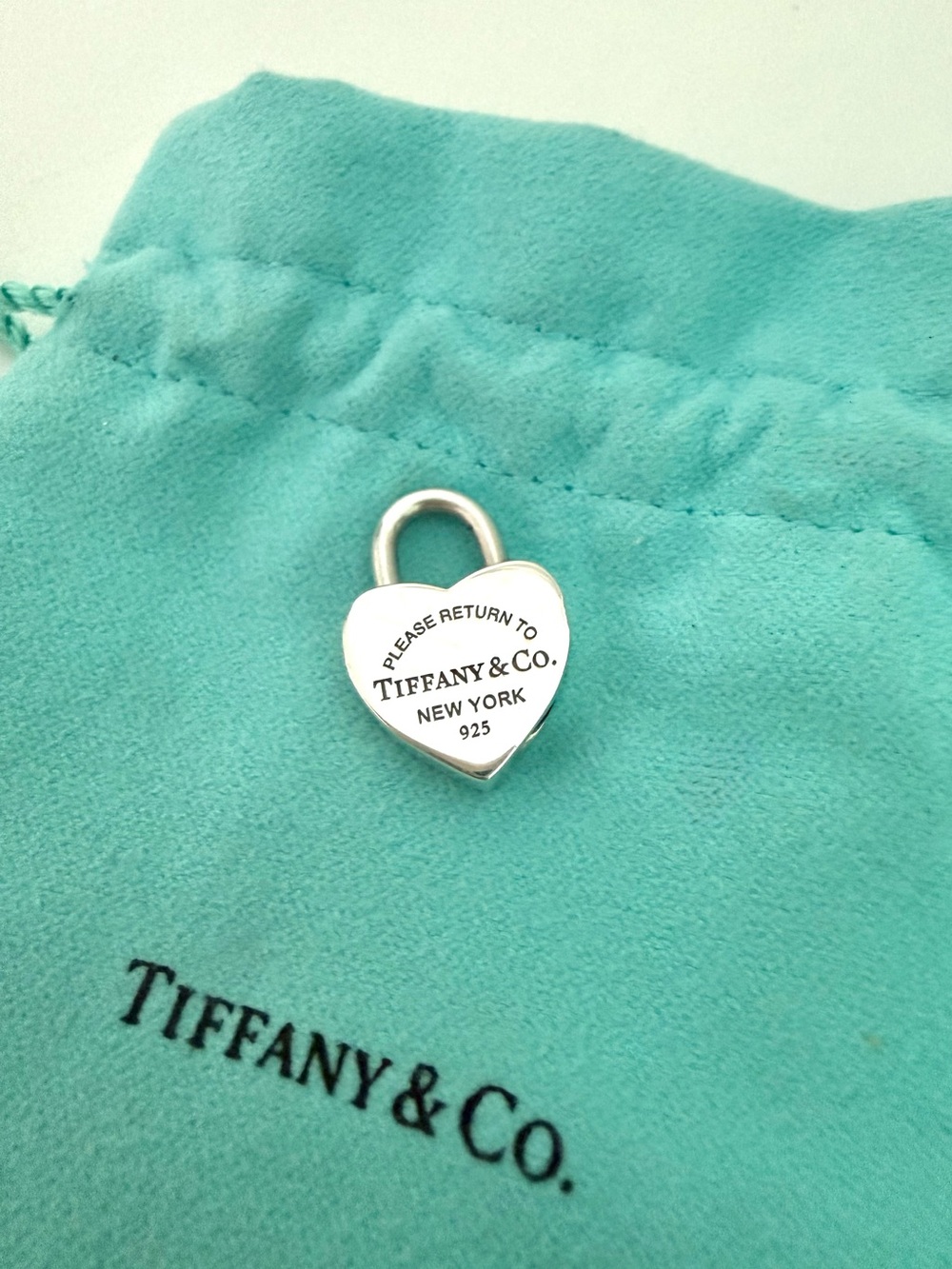 Tiffany & Co. Sterling Silver Heart Padlock Charm With Tiffany Blue Pouch
